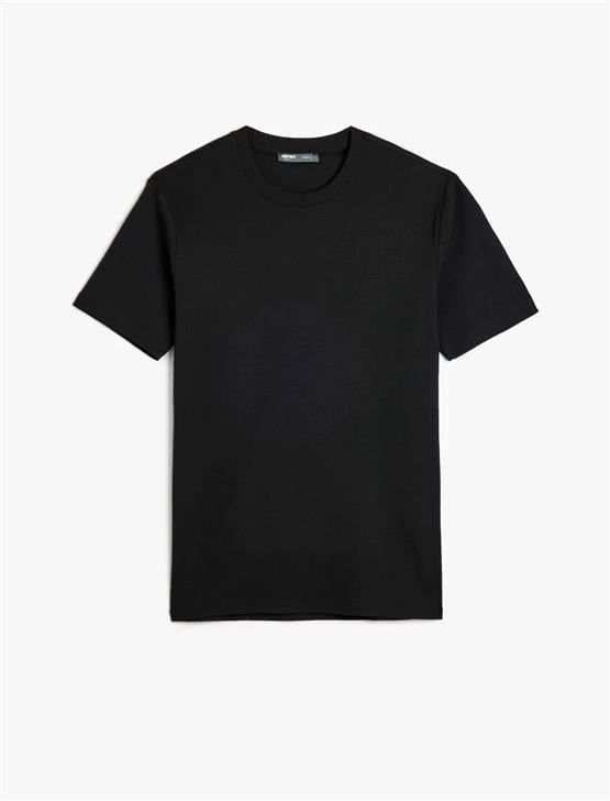 Koton 5Sam10031Hk 999 Sıyah Erkek Pamuk Jersey Kısa Kollu Basıc T-Shırt