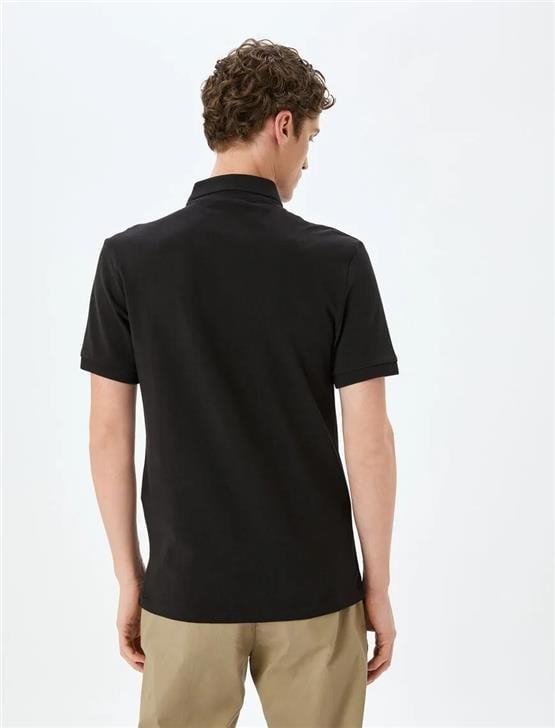 Koton 5Sam10033Mk 999 Sıyah Erkek Pamuk Jersey Kısa Kollu Polo T-Shırt