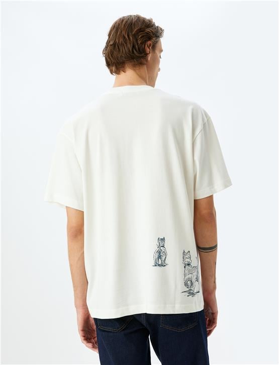 Koton 5Sam10049Hk 000 Beyaz Erkek Pamuk Jersey Kısa Kollu T-Shırt