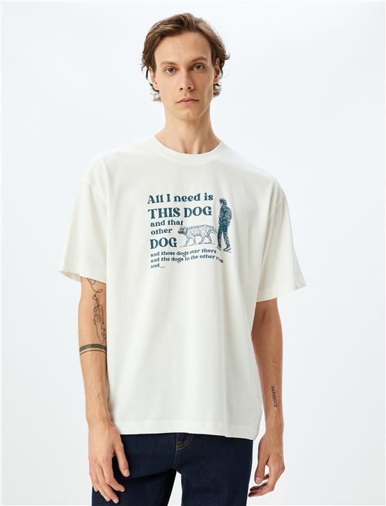 Koton 5Sam10049Hk 000 Beyaz Erkek Pamuk Jersey Kısa Kollu T-Shırt