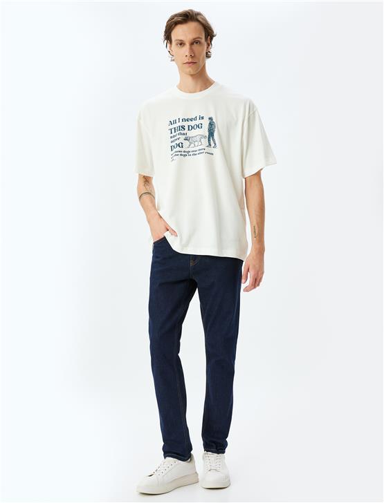 Koton 5Sam10049Hk 000 Beyaz Erkek Pamuk Jersey Kısa Kollu T-Shırt