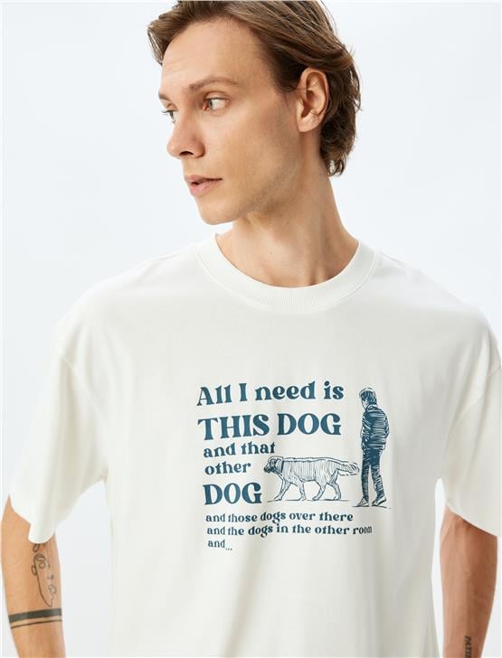 Koton 5Sam10049Hk 000 Beyaz Erkek Pamuk Jersey Kısa Kollu T-Shırt