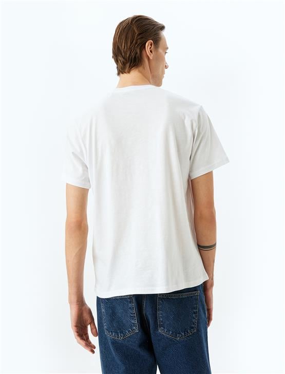 Koton 5Sam10111Hk 000 Beyaz Erkek Pamuk Jersey Kısa Kollu T-Shırt