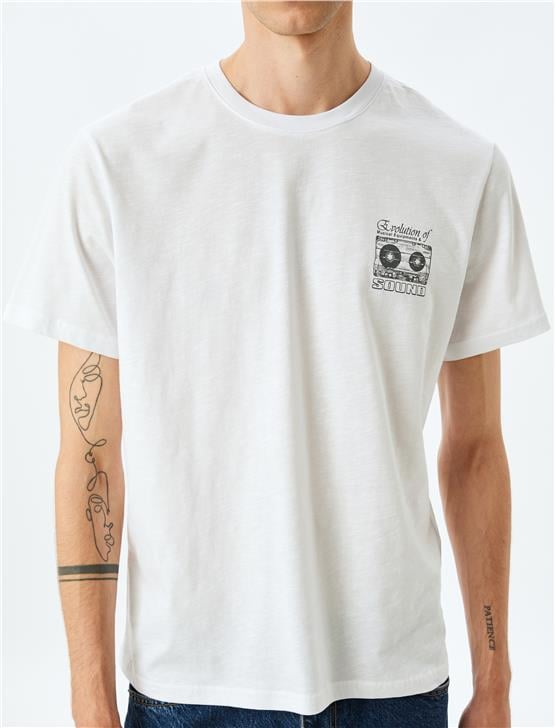Koton 5Sam10111Hk 000 Beyaz Erkek Pamuk Jersey Kısa Kollu T-Shırt