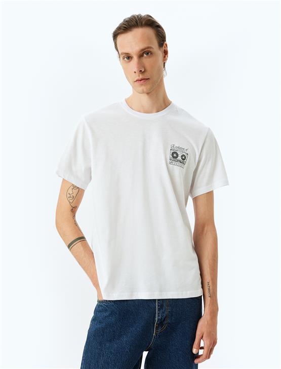 Koton 5Sam10111Hk 000 Beyaz Erkek Pamuk Jersey Kısa Kollu T-Shırt