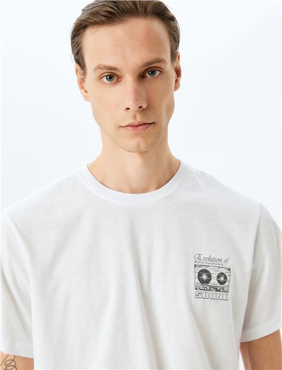 Koton 5Sam10111Hk 000 Beyaz Erkek Pamuk Jersey Kısa Kollu T-Shırt