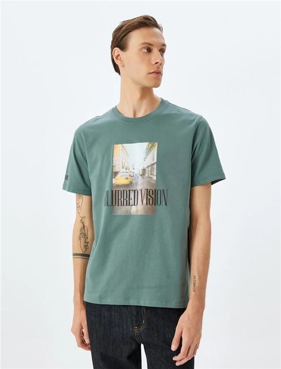 Koton 5Sam10123Hk 786 Yesıl Erkek Pamuk Jersey Kısa Kollu T-Shırt