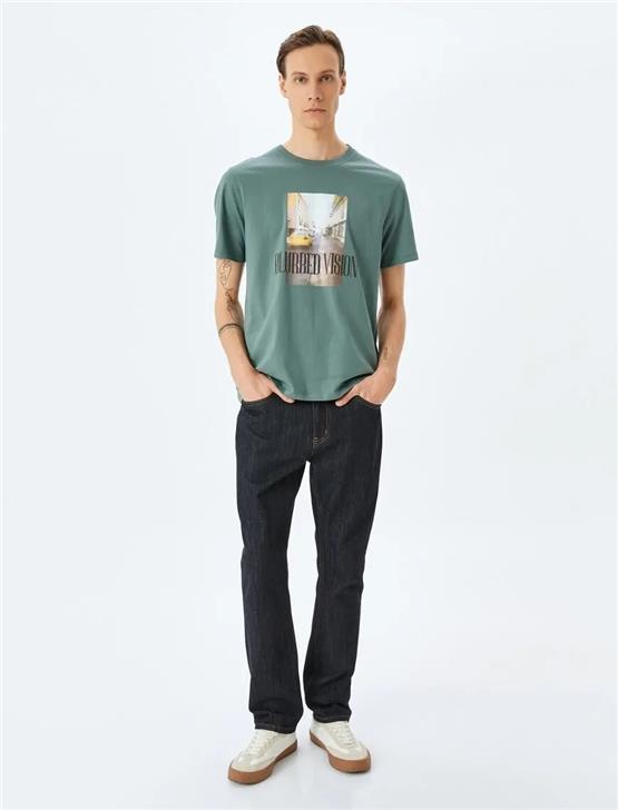 Koton 5Sam10123Hk 786 Yesıl Erkek Pamuk Jersey Kısa Kollu T-Shırt