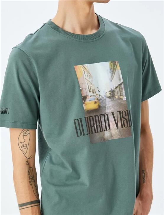 Koton 5Sam10123Hk 786 Yesıl Erkek Pamuk Jersey Kısa Kollu T-Shırt