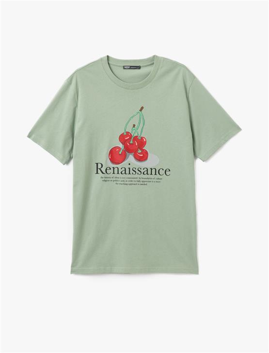 Koton 5Sam10144Hk 786 Yesıl Erkek Pamuk Jersey Kısa Kollu T-Shırt