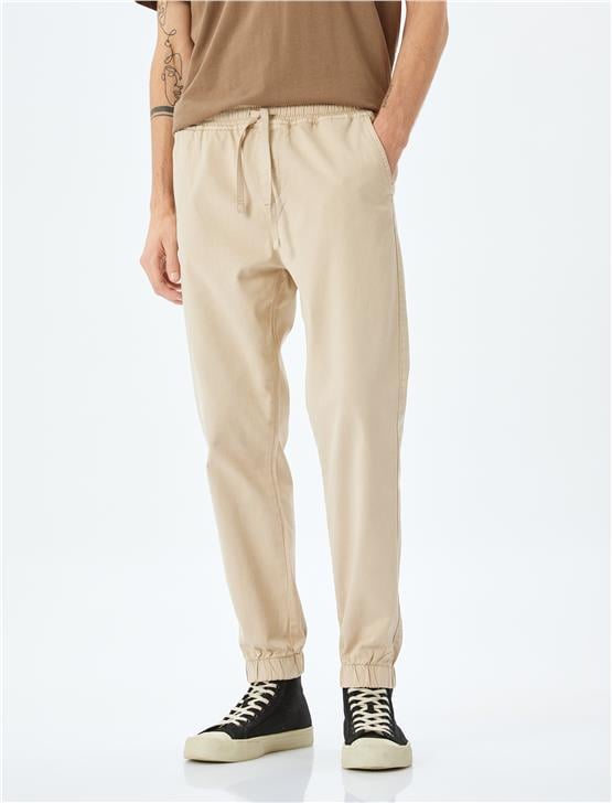 Koton 5Sam40008Hw 057 Bej Erkek Pamuk Dokuma Pantolon