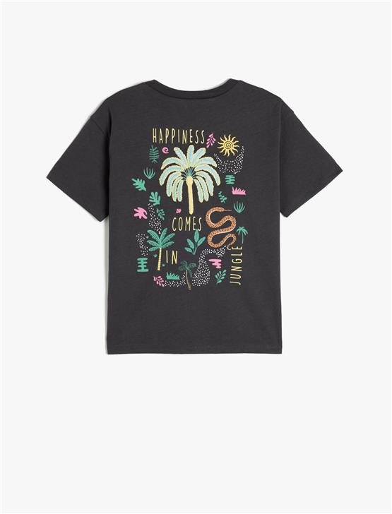 Koton 5Skb10043Tk 931 Antrasıt Erkek Cocuk Pamuk Jersey Kısa Kollu T-Shırt