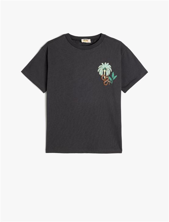 Koton 5Skb10043Tk 931 Antrasıt Erkek Cocuk Pamuk Jersey Kısa Kollu T-Shırt