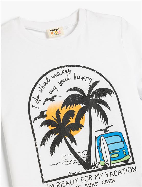 Koton 5Skb10088Tk 000 Beyaz Erkek Cocuk Pamuk Jersey T-Shırt