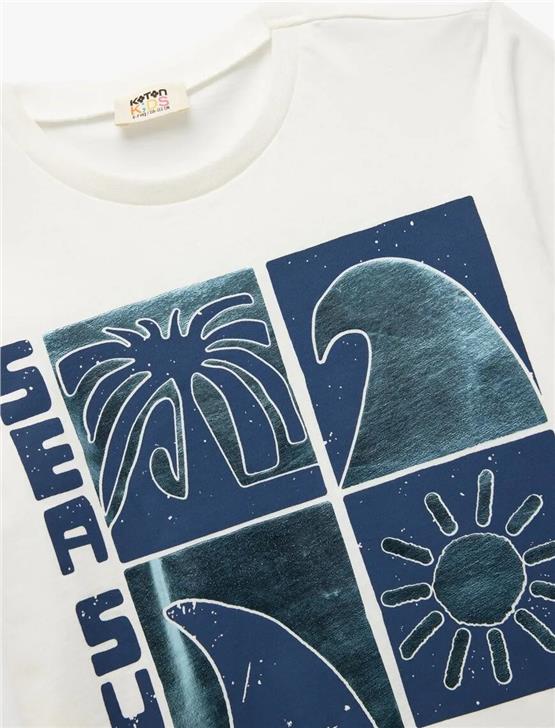 Koton 5Skb10145Tk 000 Beyaz Erkek Cocuk Pamuk Jersey Kısa Kollu T-Shırt