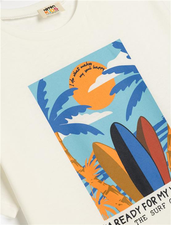 Koton 5Skb10222Tk 010 Ekru Erkek Cocuk Pamuk Jersey T-Shırt