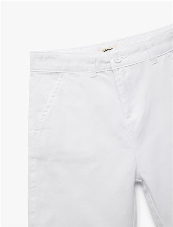 Koton 5Skb40047Tw 000 Beyaz Erkek Cocuk Pamuk Dokuma Short