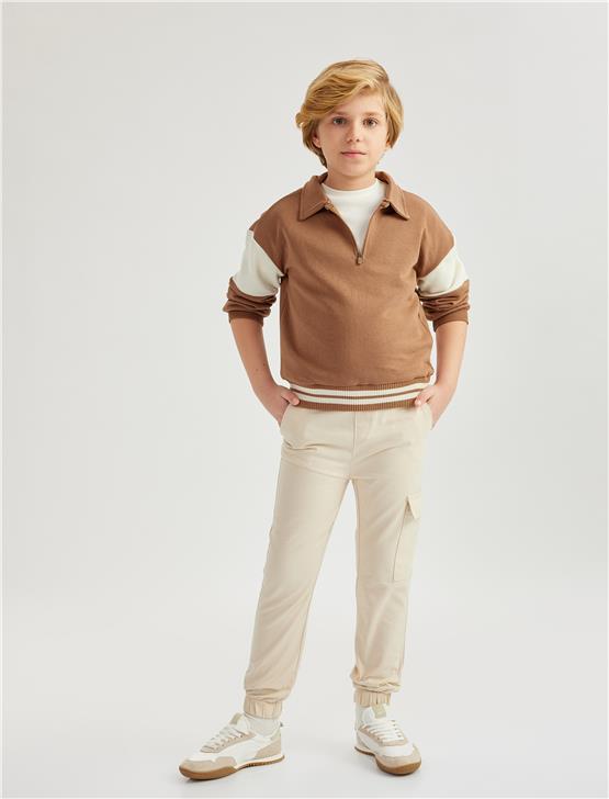 Koton 5Skb40054Tw 010 Ekru Erkek Cocuk Pamuk Dokuma Pantolon