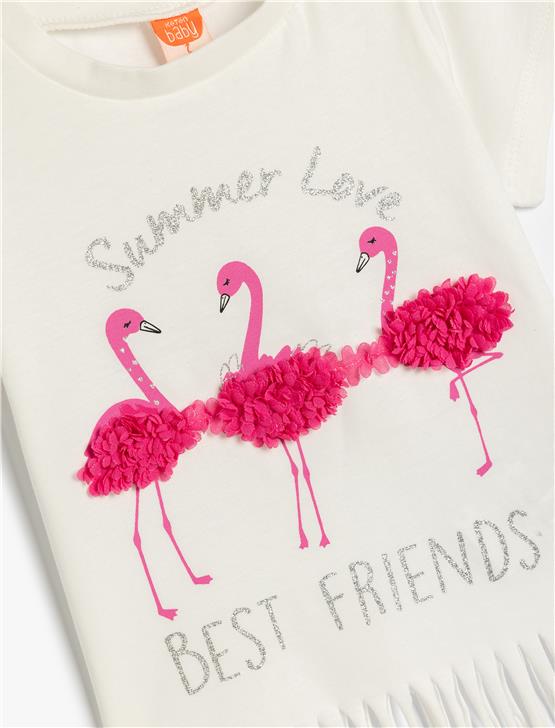 Koton 5Smg10007Ak 010 Ekru Kız Bebek Pamuk Jersey T-Shırt