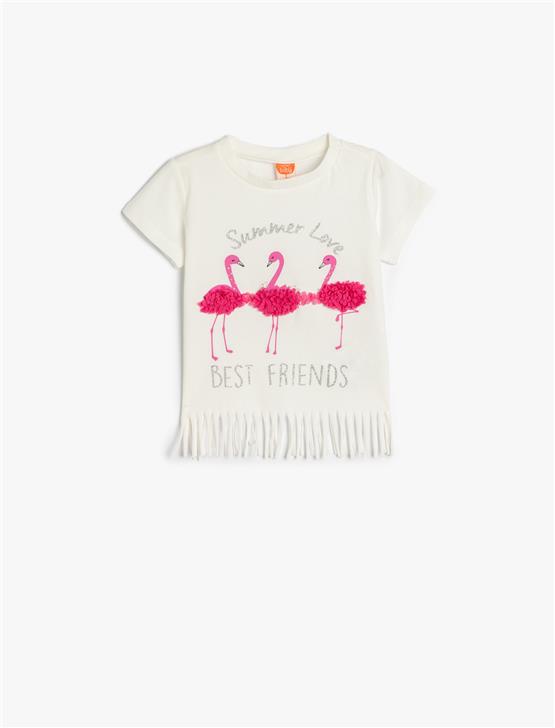 Koton 5Smg10007Ak 010 Ekru Kız Bebek Pamuk Jersey T-Shırt