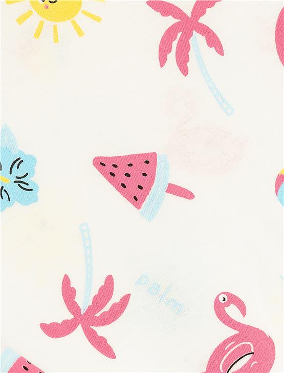 Koton 5Smg10033Ak 0D1 Ekru Desenlı Kız Bebek Pamuk Jersey T-Shırt