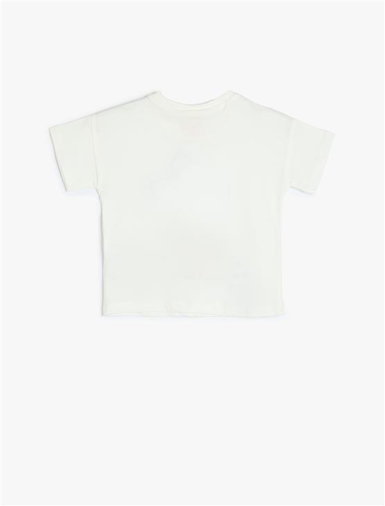 Koton 5Smg10050Ak 010 Ekru Kız Bebek Pamuk Jersey T-Shırt
