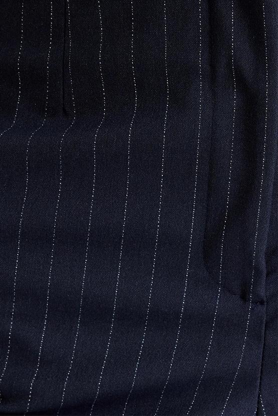 Koton 5Wak40013Pw 7S1 Lacivert Cızgılı Kadın Vıskoz Dokuma Pantolon