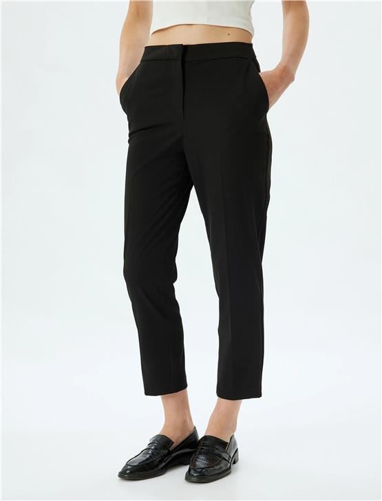 Koton 5Wak40031Uw 999 Siyah Kadın Vıskoz Dokuma Pantolon