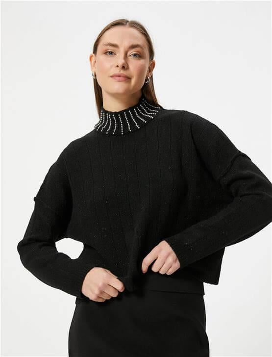 Koton 5Wak90219Ht 999 Siyah Kadın Knıtwear Kazak