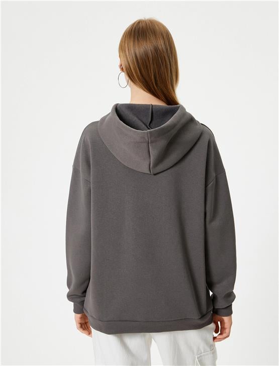 Koton 5Wal10023Ik 931 Antrasit Genç Kız Pamuk Jersey Sweatshirt