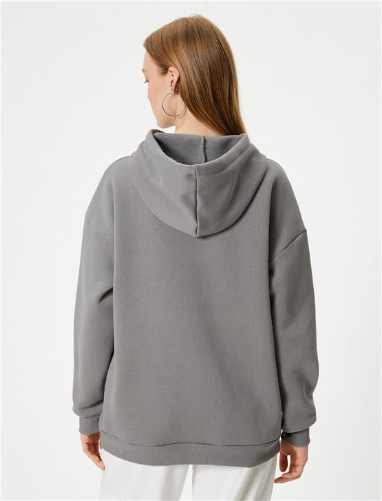 Koton 5Wal10026Ik 931 Antrasit Genç Kız Pamuk Jersey Sweatshirt