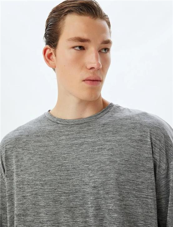 Koton 5Wam10030Nk Grm Grı Melanj Erkek Elastan Outdoor Kısa Kollu Spor T-Shırt