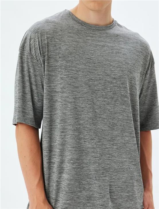 Koton 5Wam10030Nk Grm Grı Melanj Erkek Elastan Outdoor Kısa Kollu Spor T-Shırt