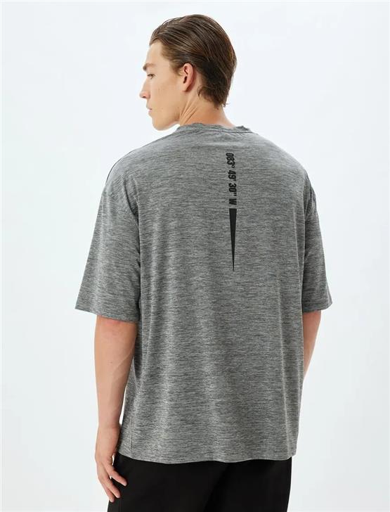 Koton 5Wam10030Nk Grm Grı Melanj Erkek Elastan Outdoor Kısa Kollu Spor T-Shırt