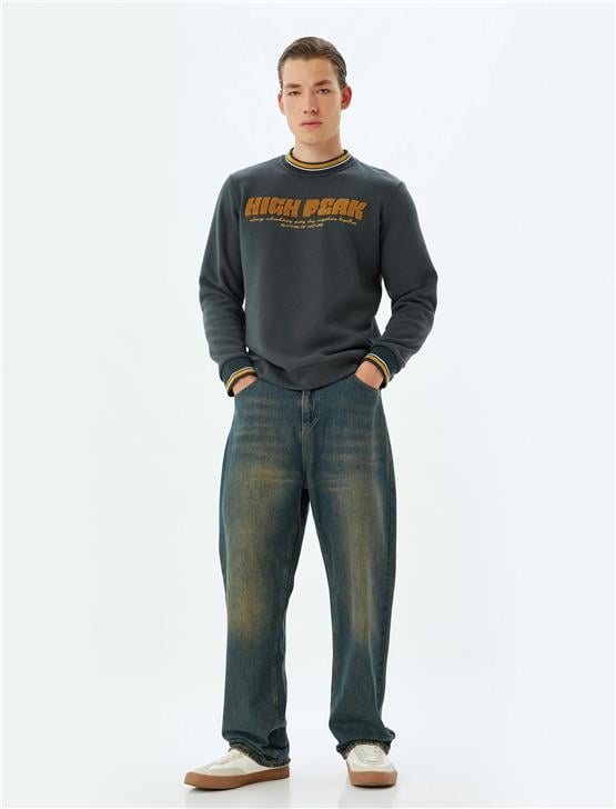 Koton 5Wam70003Mk 853 Hakı Erkek Pamuk Jersey Sweatshırt