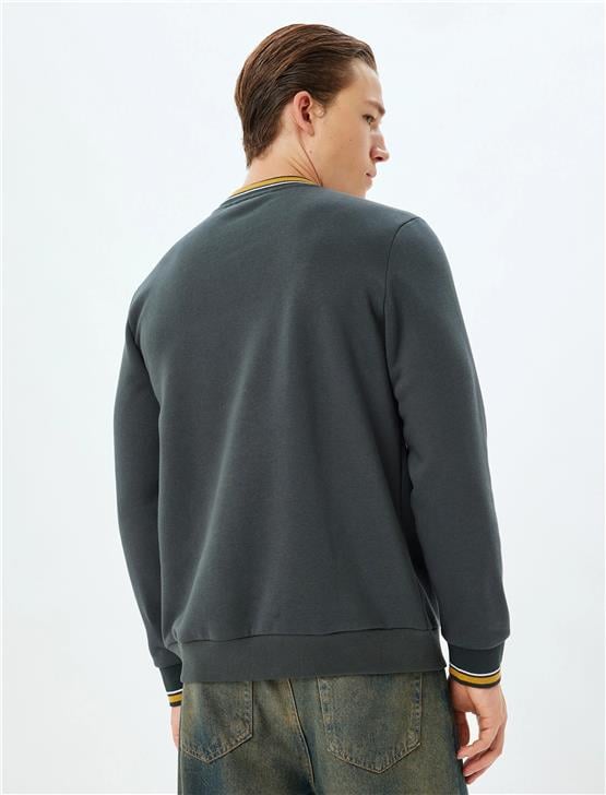 Koton 5Wam70003Mk 853 Hakı Erkek Pamuk Jersey Sweatshırt