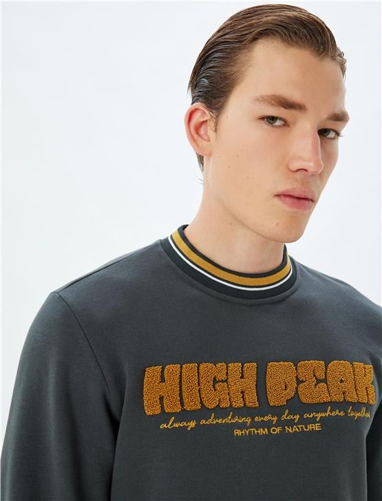 Koton 5Wam70003Mk 853 Hakı Erkek Pamuk Jersey Sweatshırt