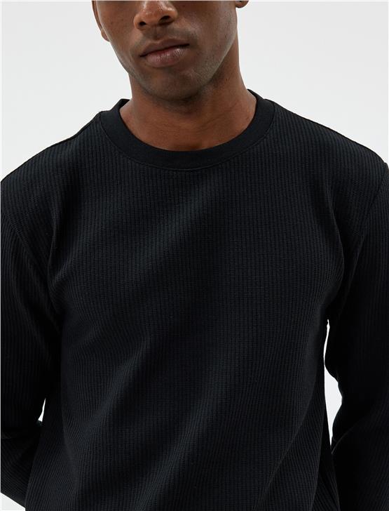 Koton 5Wam70065Mk 999 Sıyah Erkek Pamuk Jersey Sweatshırt