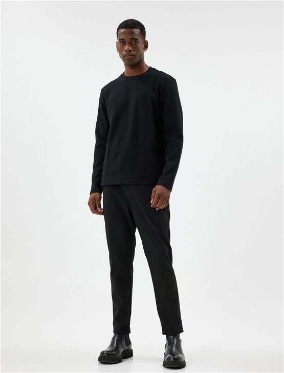 Koton 5Wam70065Mk 999 Sıyah Erkek Pamuk Jersey Sweatshırt