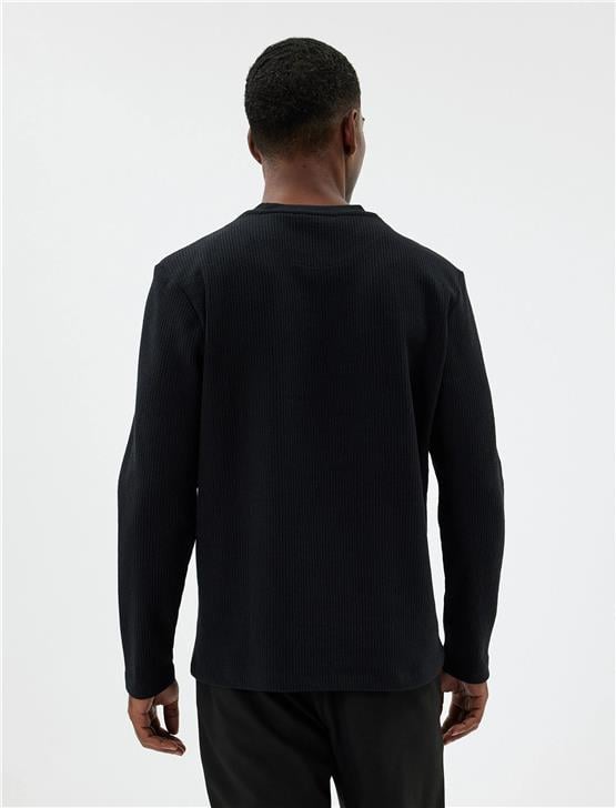 Koton 5Wam70065Mk 999 Sıyah Erkek Pamuk Jersey Sweatshırt