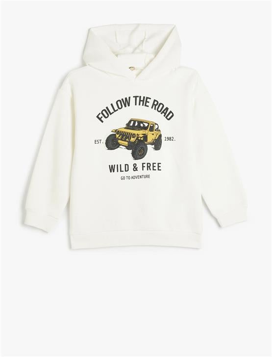 Koton 5Wkb10031Tk 010 Ekru Erkek Cocuk Pamuk Jersey Sweatshırt