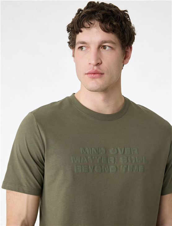 Koton 6Sam10001Mk 876 Hakı Erkek Jersey Kısa Kollu T-Shırt