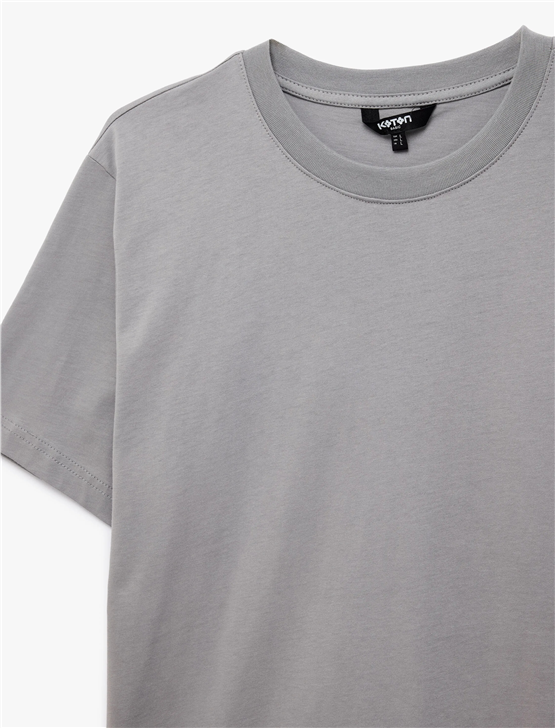 Koton 6Sam10005Mk 031 Grı Erkek Jersey Kısa Kollu Basıc T-Shırt