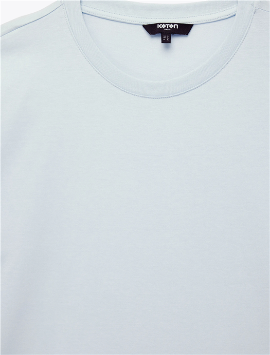 Koton 6Sam10005Mk 624 Mavı Erkek Jersey Kısa Kollu Basıc T-Shırt