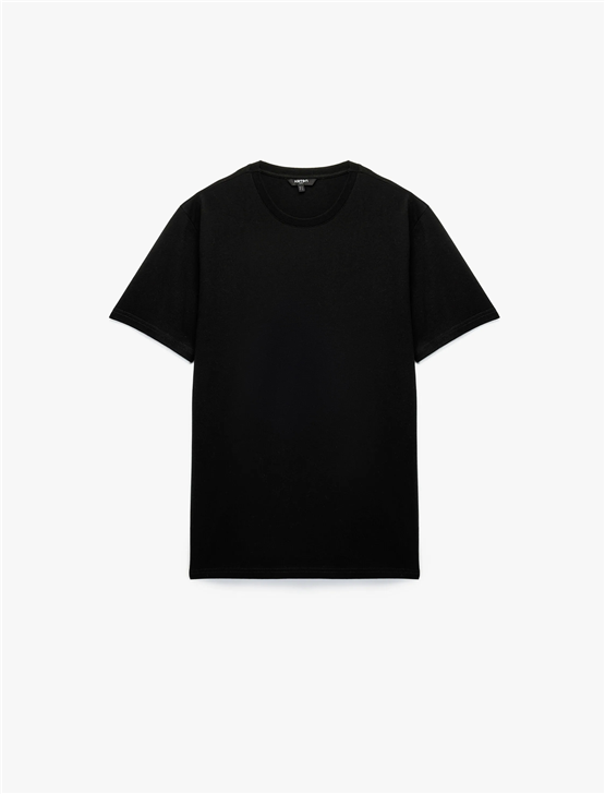 Koton 6Sam10005Mk 999 Sıyah Erkek Jersey Kısa Kollu Basıc T-Shırt