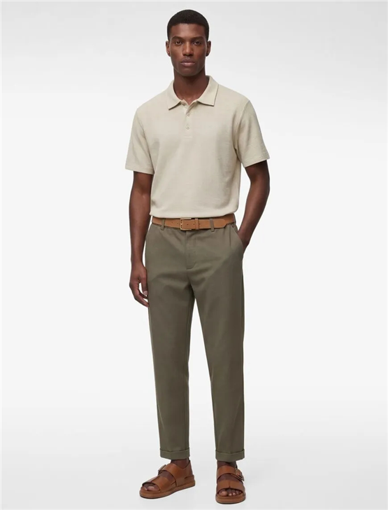 Koton 6Sam10006Mk 057 Bej Erkek Jersey Kısa Kollu Polo T-Shırt