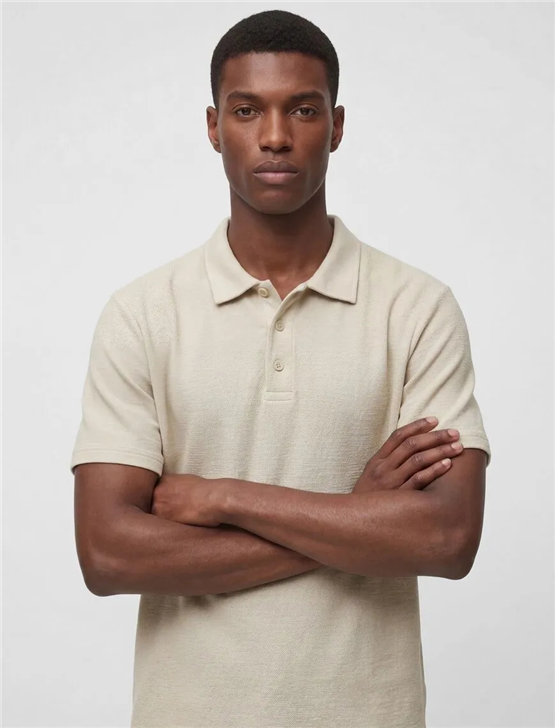 Koton 6Sam10006Mk 057 Bej Erkek Jersey Kısa Kollu Polo T-Shırt