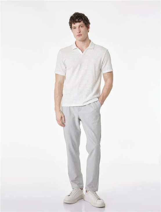 Koton 6Sam10007Mk 010 Ekru Erkek Jersey Kısa Kollu Polo T-Shırt