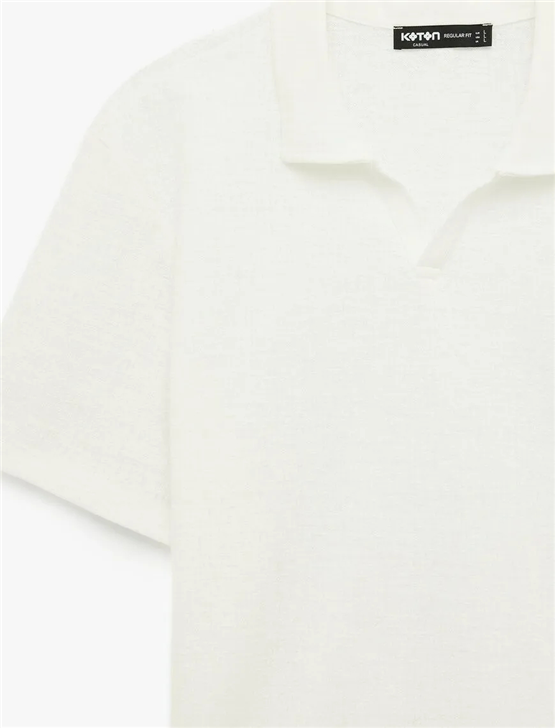 Koton 6Sam10007Mk 010 Ekru Erkek Jersey Kısa Kollu Polo T-Shırt