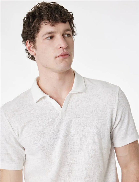 Koton 6Sam10007Mk 010 Ekru Erkek Jersey Kısa Kollu Polo T-Shırt